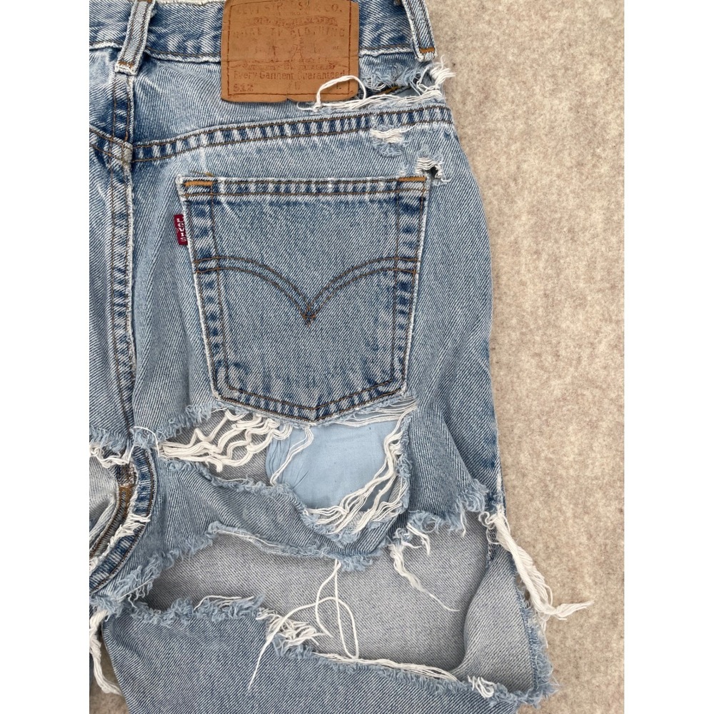 Levis 512 Denim Light Wash Super Distressed Thrashed Vintage Jeans